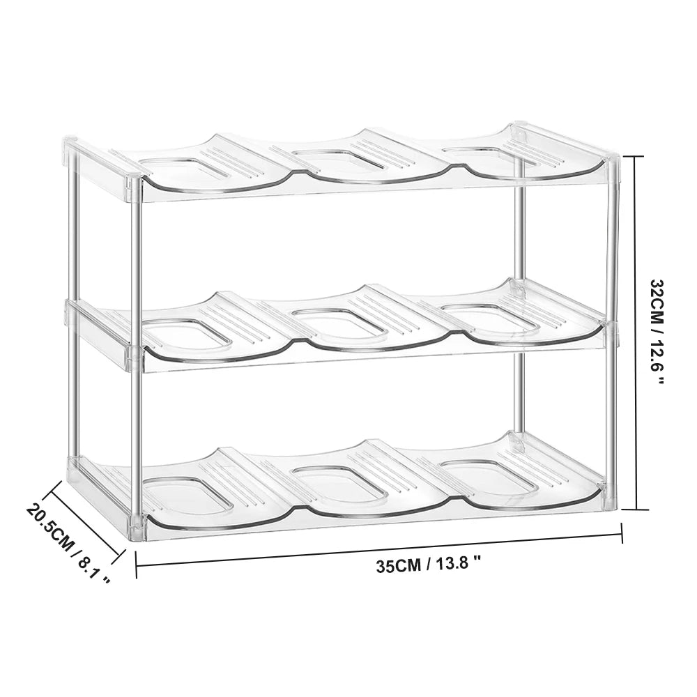 3 Tier Stackable Water Bottle Organizer Holder for Cabinet Plastic Clear Wine Rack Kitchen Storage Holder for Wine Drink Bottles