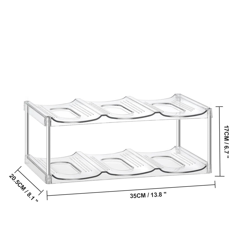 3 Tier Stackable Water Bottle Organizer Holder for Cabinet Plastic Clear Wine Rack Kitchen Storage Holder for Wine Drink Bottles